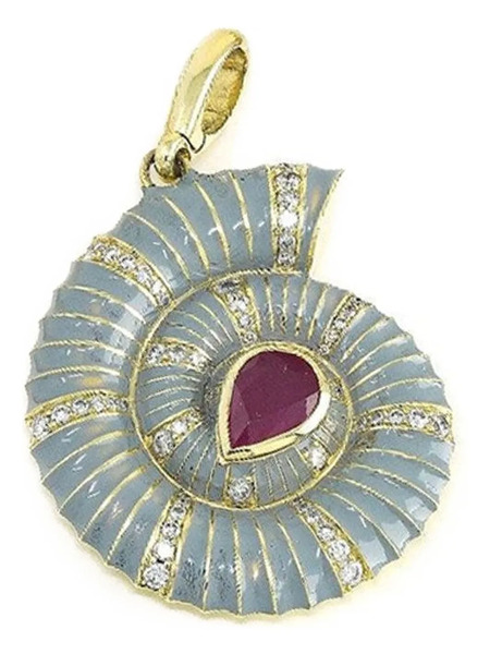  Jenna Blake 18k Yellow Gold Helix Diamond And Ruby Necklace Charm 
