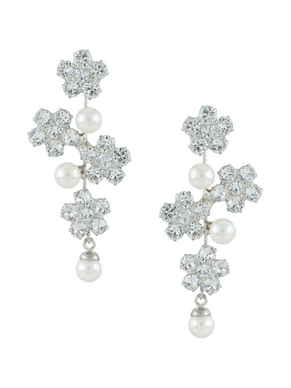  Jennifer Behr Aria Crystal Pearl Earrings - Silver 
