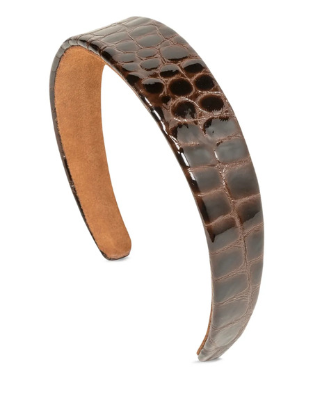  Jennifer Behr Cruz Embossed-crocodile Headband - Brown 