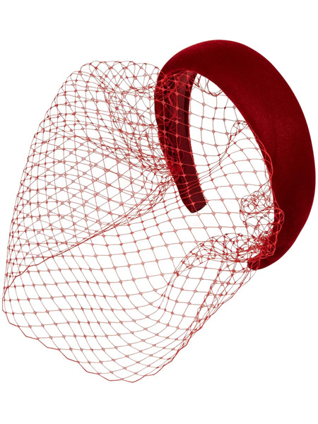  Jennifer Behr Kate Veil Velvet Headband - Red 