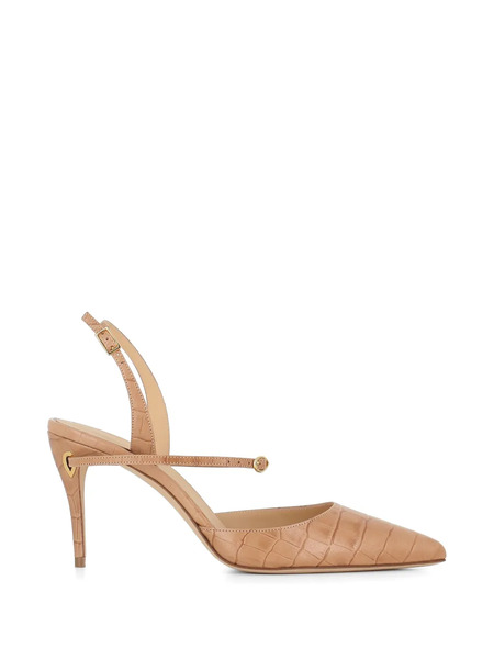  Jennifer Chamandi Vittorio Reptile-effect Strap Pumps - Neutrals 