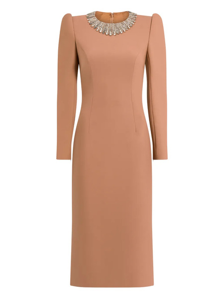  Jenny Packham Cora Collar-embellished Midi Dress - Neutrals 
