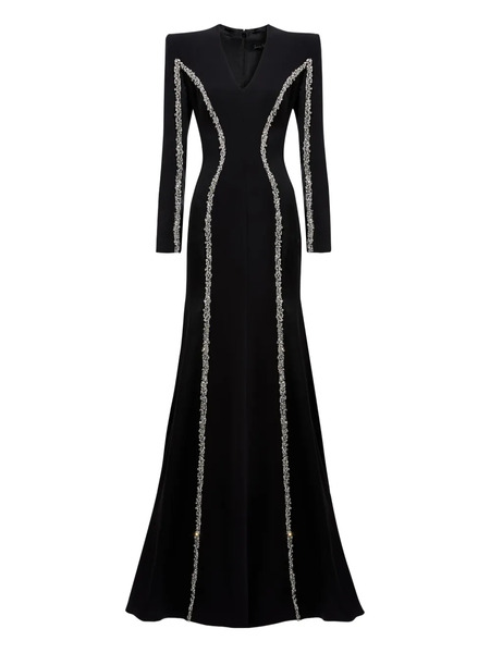  Jenny Packham Embellished Long-sleeve Maxi Dress - Black 