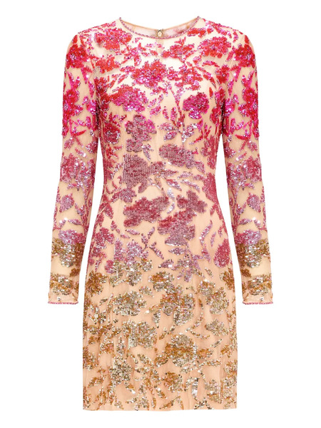  Jenny Packham Jazz Sequin-embellished Floral-pattern Mini Dress - Neutrals 