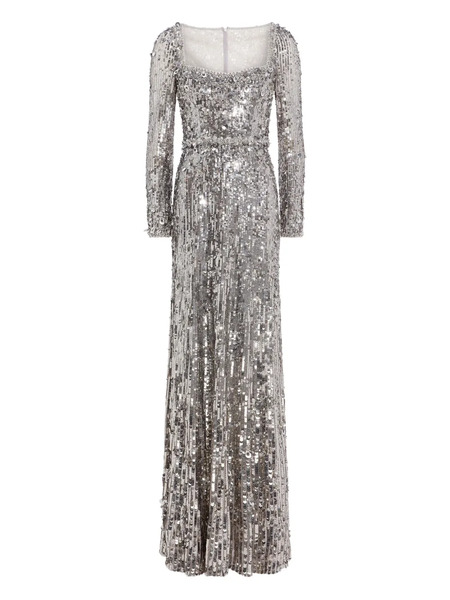  Jenny Packham Kestra Sequin-embellished Maxi Dress - Silver 
