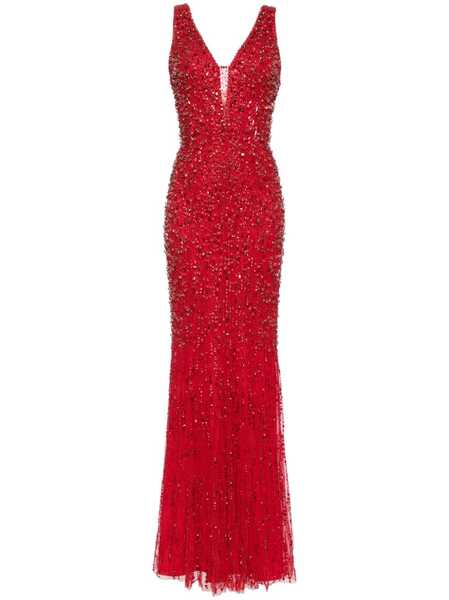  Jenny Packham Libra Crystal Satin Gown - Red 