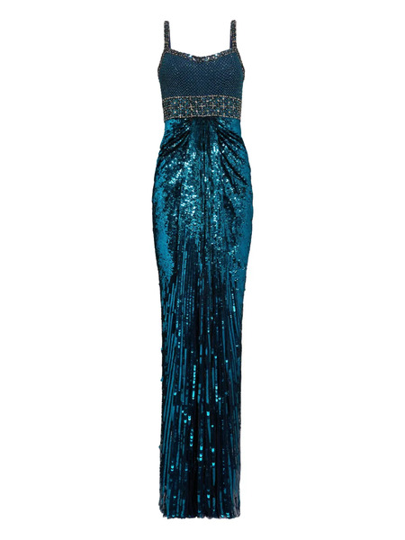  Jenny Packham Only You Embellished-sequin Maxi Dress - Blue 