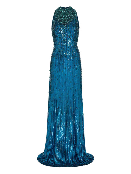  Jenny Packham Sequin-embellished Maxi Dress - Blue 