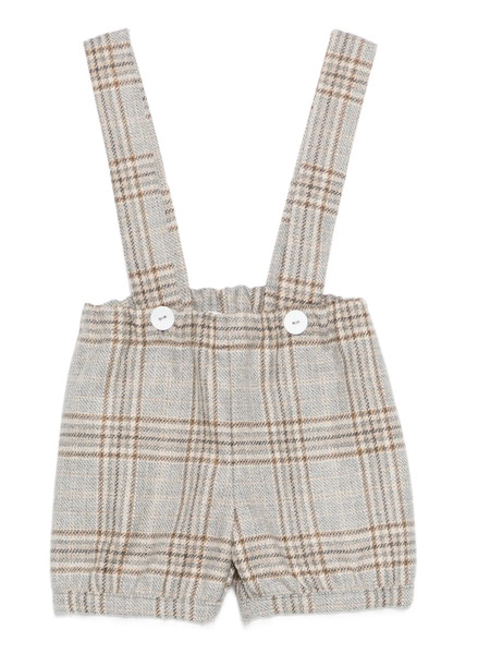  Jesurum Baby Checked Suspender Shorts - Neutrals 