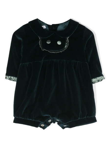  Jesurum Baby Ruffled-trim Velvet Romper - Green 