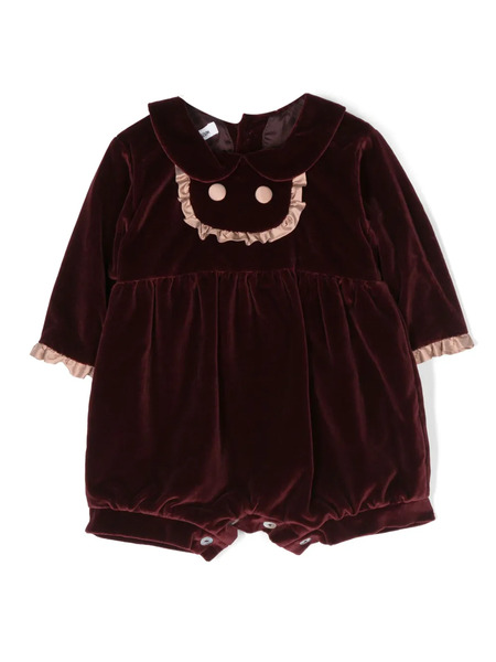 Jesurum Baby Ruffled Velvet Romper - Red 
