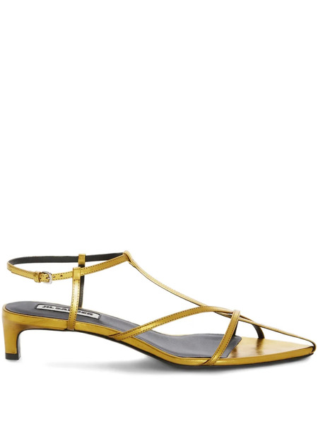  Jil Sander Ankle-strap Leather Sandals - Yellow 