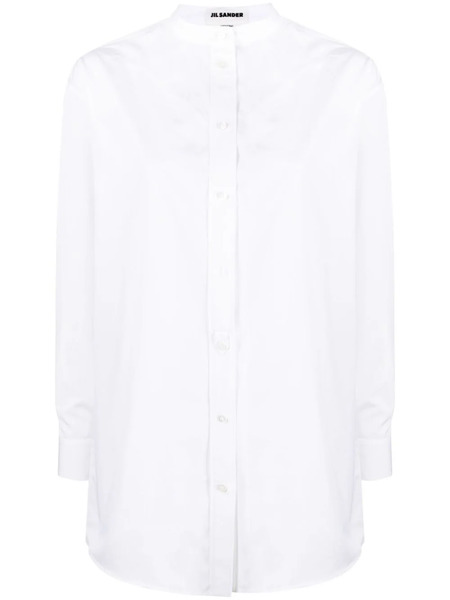  Jil Sander Band-collar Cotton Poplin Shirt - White 