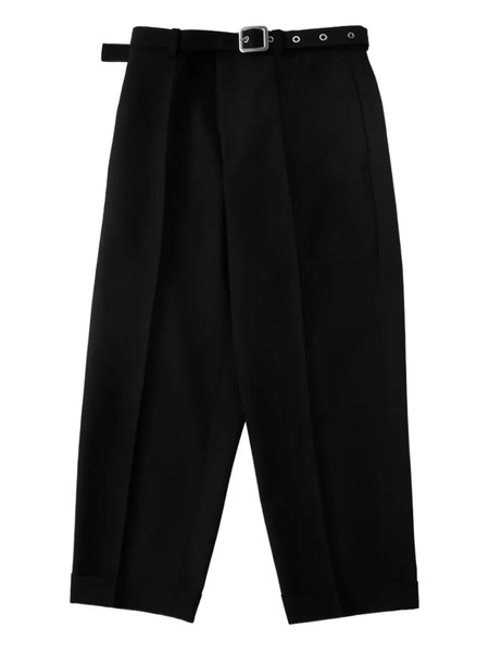  Jil Sander Belted Wool Canvas Trousers - Black 