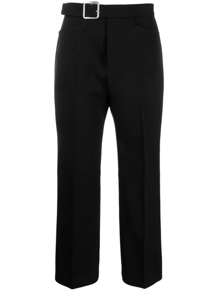  Jil Sander Buckled Pleated Flared Wool Trousers - Black 
