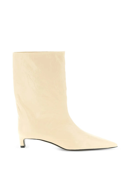  Jil Sander Craquelé Pointed Leather Ankle Boots - Neutrals 