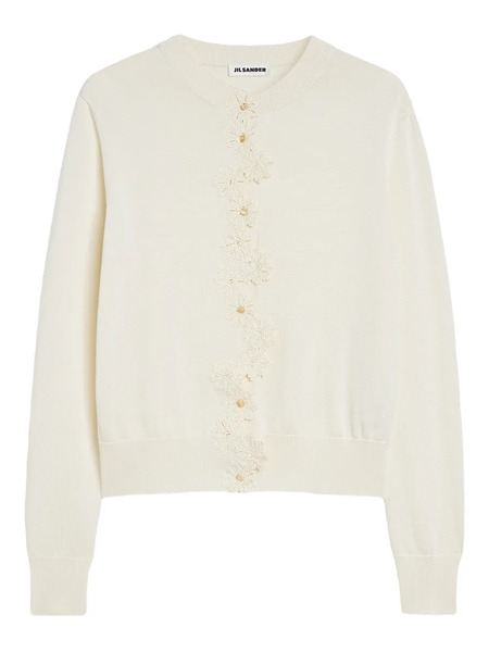  Jil Sander Crochet-flowers Cardigan - White 