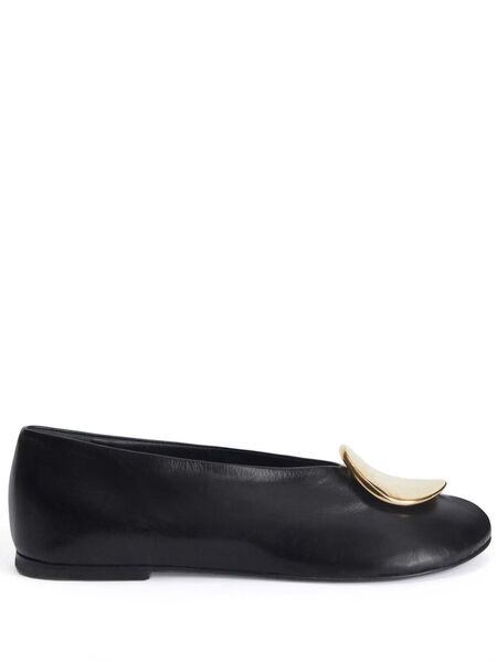  Jil Sander Decorative-plaque Ballerina Shoes - Black 