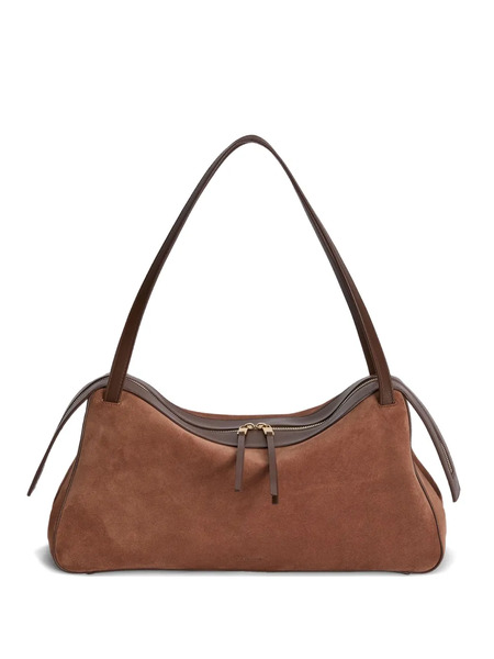  Jil Sander Dune Embossed Trim Shoulder Bag - Brown 