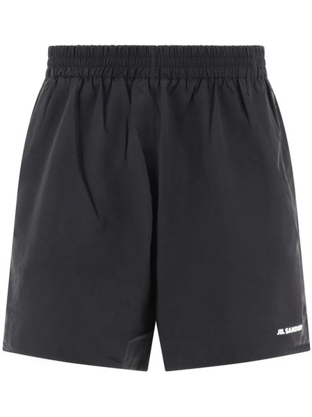  Jil Sander Elasticated-waist Logo-print Shorts - Black 
