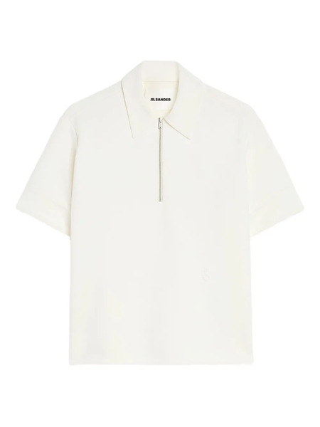  Jil Sander Embroidered-logo Zip Polo Shirt - Neutrals 