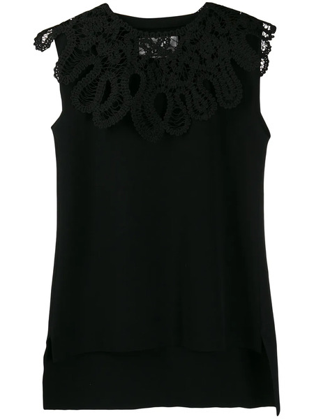  Jil Sander Embroidered Sleeveless Top - Black 