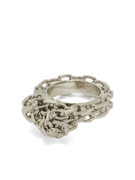  Jil Sander Engraved-logo Knotted-chain-detail Ring - Silver 