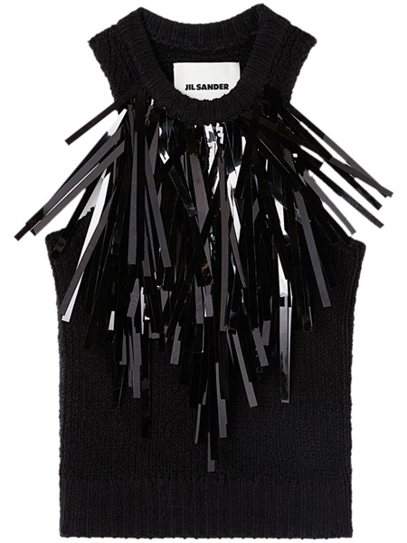  Jil Sander Fringe-trim Knitted Top - Black 
