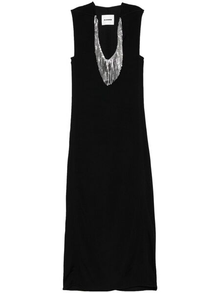  Jil Sander Fringed-mesh Maxi Dress - Black 