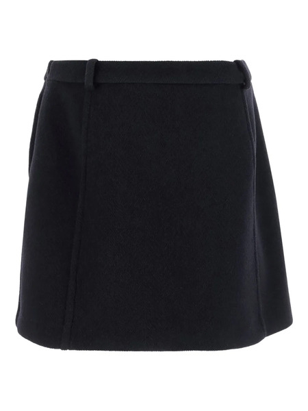  Jil Sander Herringbone Wool Mini Skirt - Blue 