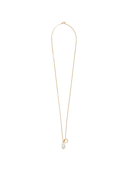  Jil Sander Irregular Shape Pearl Necklace - Gold 