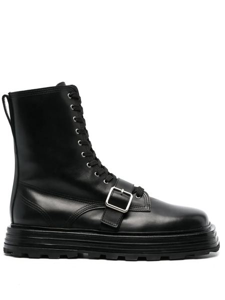  Jil Sander Lace-up Leather Ankle Boots - Black 