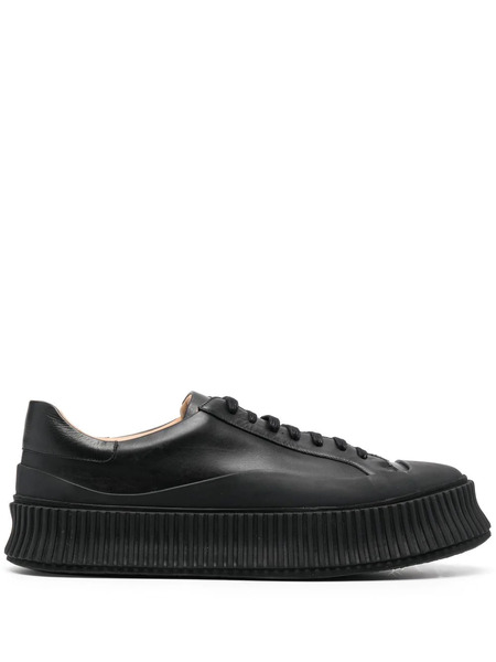  Jil Sander Lace-up Leather Platform Sneakers - Black 