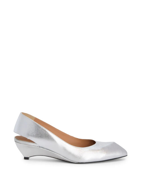  Jil Sander Laminated Leather Slingback Pumps - Silver 