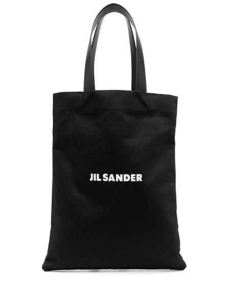  Jil Sander Large Logo Print Tote Bag - Black 