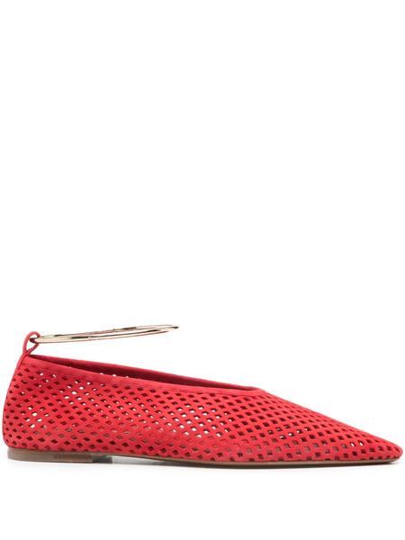  Jil Sander Lattice Ankle Strap Pumps - Red 
