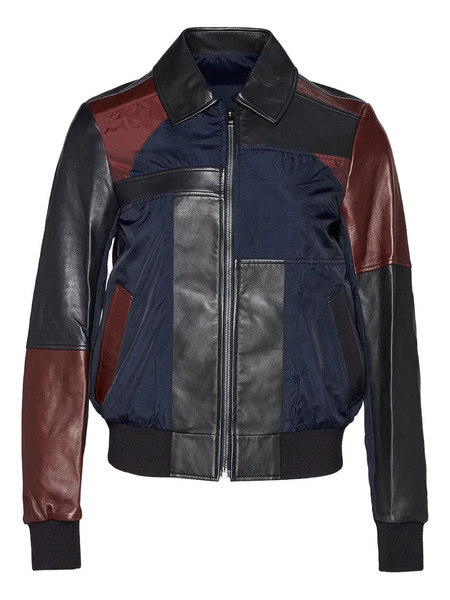  Jil Sander Leather-patchwork Bomber Jacket - Black 