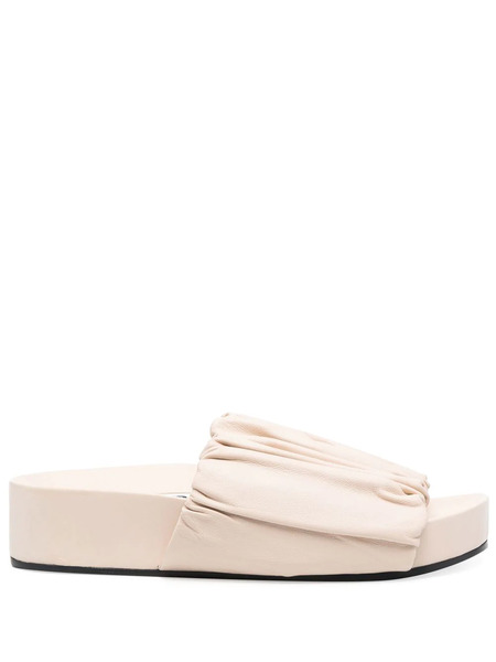  Jil Sander Leather Platform Sandals - Neutrals 