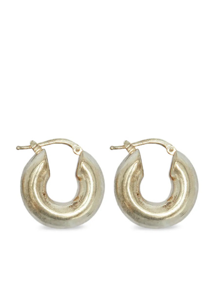  Jil Sander Logo-engraved Silver Hoop Earrings 