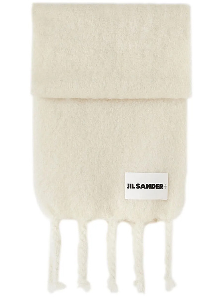  Jil Sander Logo-patch Chunky-knit Scarf - Neutrals 