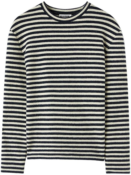  Jil Sander Logo-patch Striped Wool T-shirt - Black 