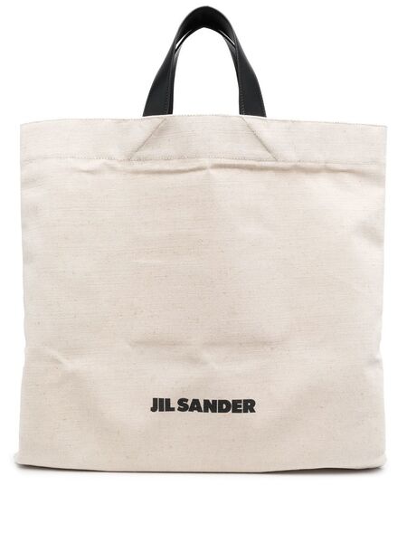  Jil Sander Logo-print Linen Tote Bag - Neutrals 