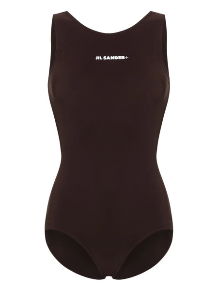  Jil Sander Logo-print Open-back Swimsuit - Brown 