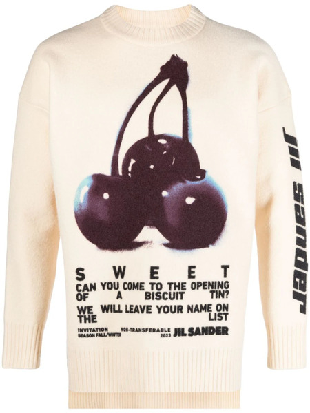  Jil Sander Logo-print Wool Jumper - Neutrals 