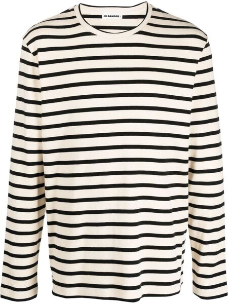  Jil Sander Long-sleeve Striped Sweatshirt - Neutrals 