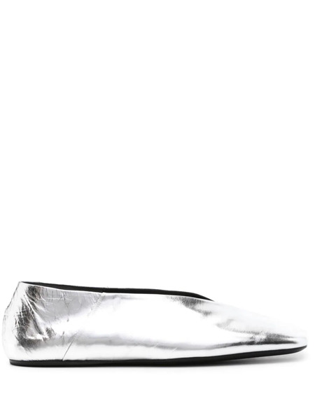  Jil Sander Metallic Leather Ballerina Shoes - Silver 