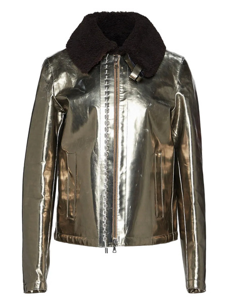  Jil Sander Metallic Shearling-collar Jacket - Gold 