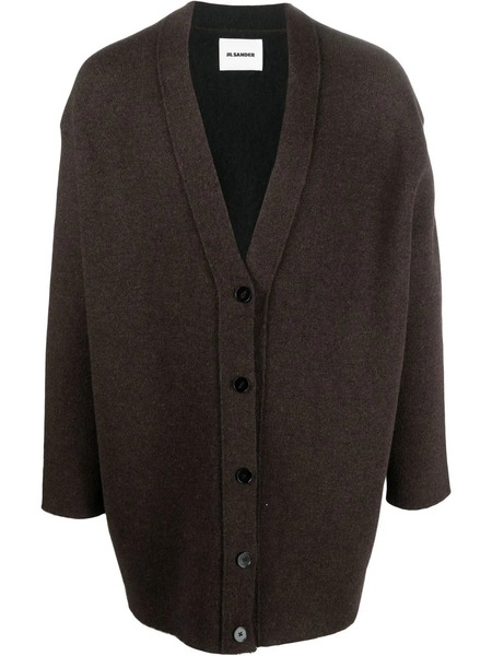  Jil Sander Oversize V-neck Cardigan - Brown 