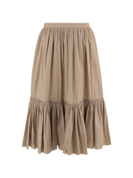  Jil Sander Pinstripe Tiered Skirt - Neutrals 