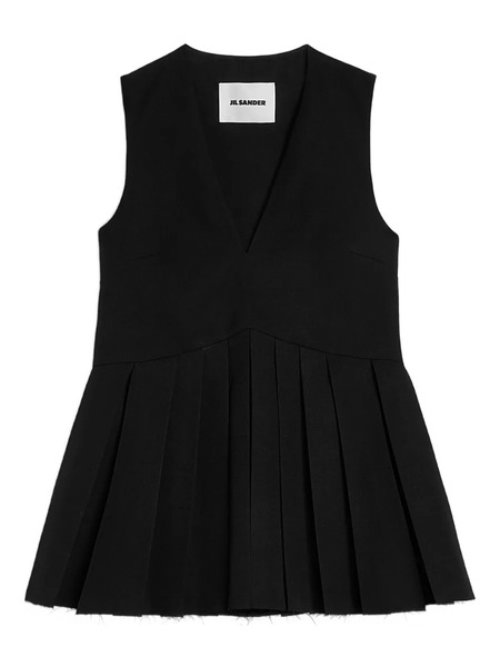  Jil Sander Pleated Wool Gabardine Top - Black 
